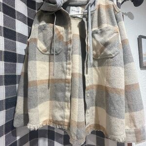 Wallflower Gray and Cream Plaid Jacket